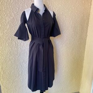 C/MEO Collective Off The Shoulder Midi Black Shirt Dress Size Small